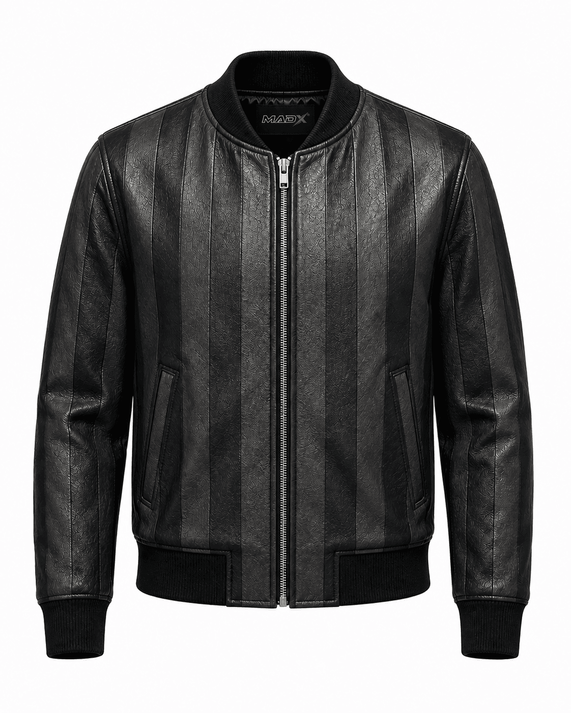 Night Stripe Leather Bomber Jacket