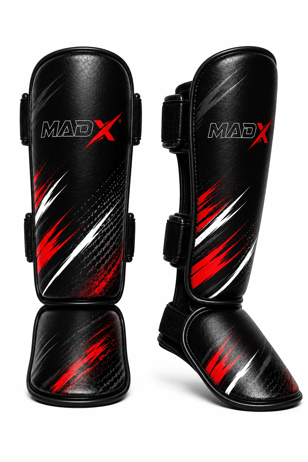 Vortex Black, Red & White Shin Guards